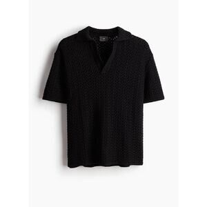 H&M MENS LOOSE FIT POINTELLE-KNIT POLO SHIRT